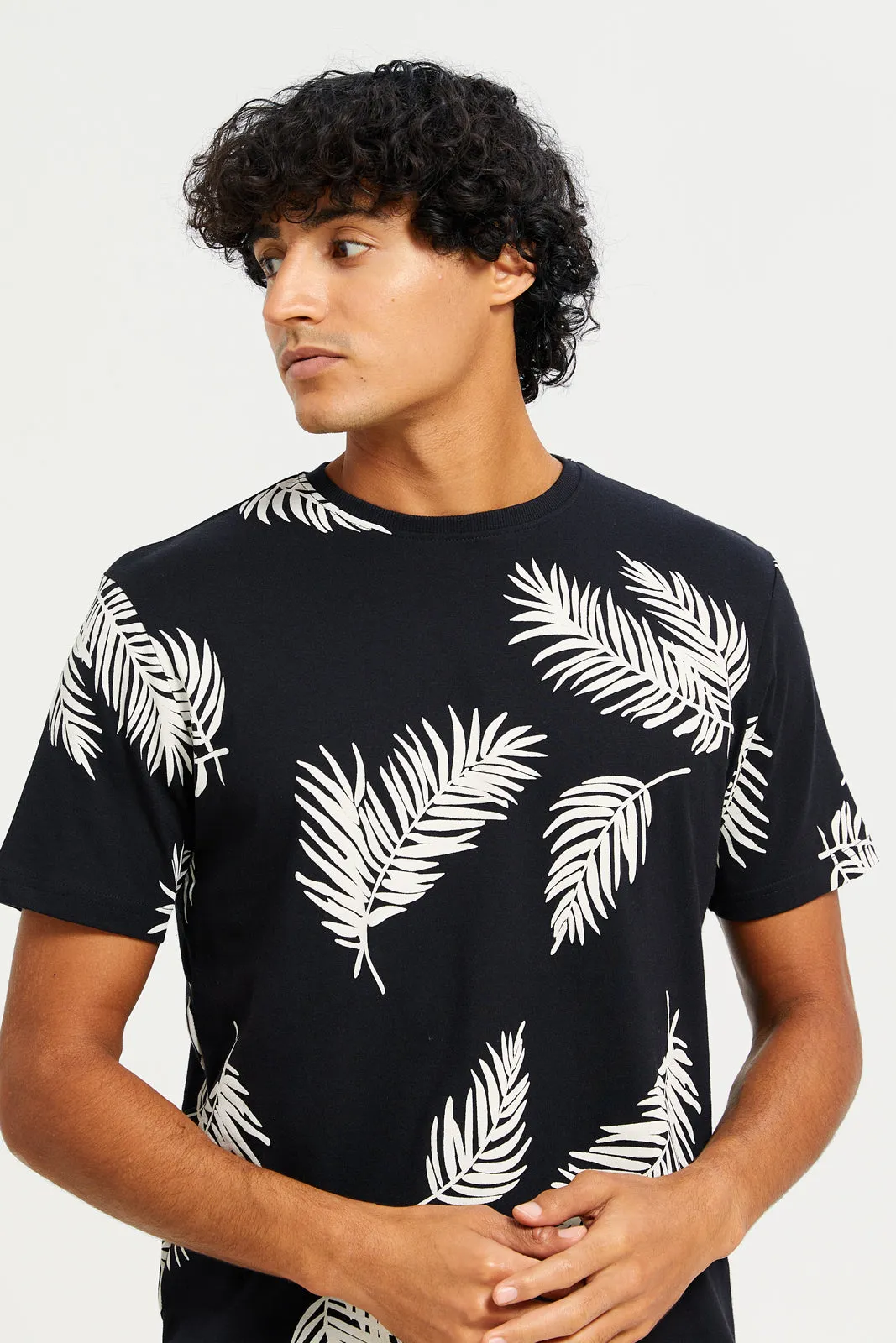 Men Black Printed T-Shirt sold by Redtag product image thumbnail 4