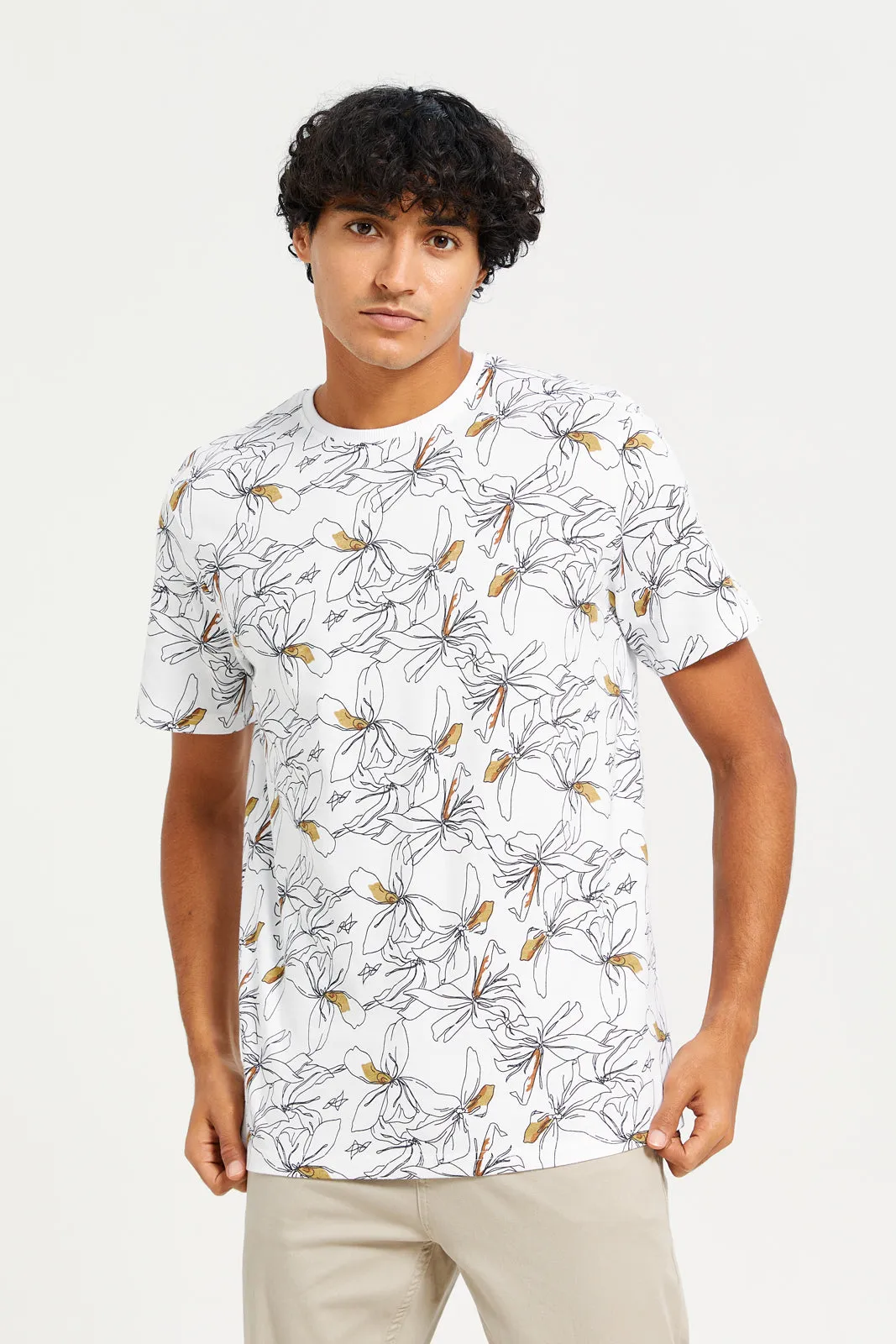Men White Printed T-Shirt sold by Redtag