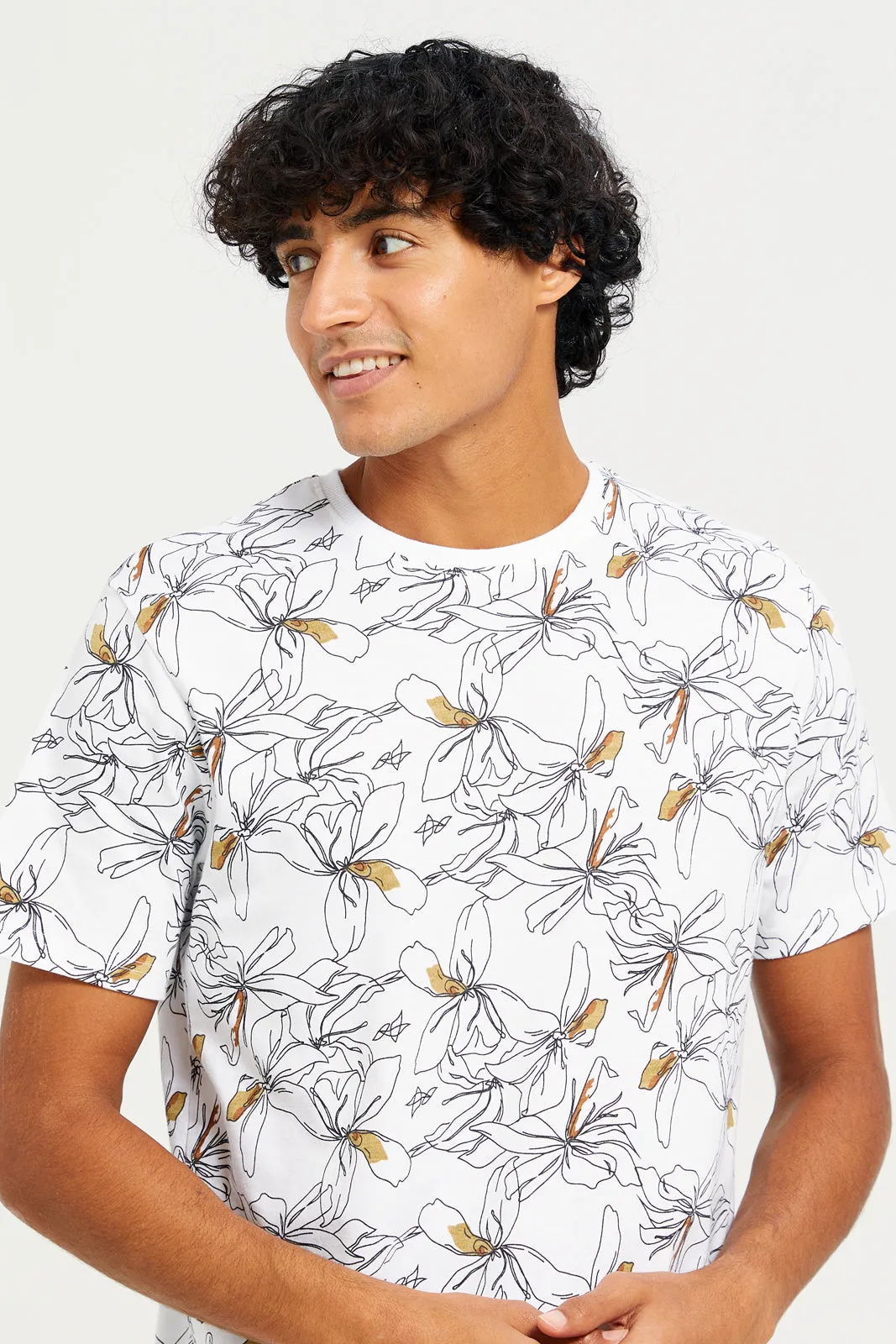 Men White Printed T-Shirt sold by Redtag product image thumbnail 4
