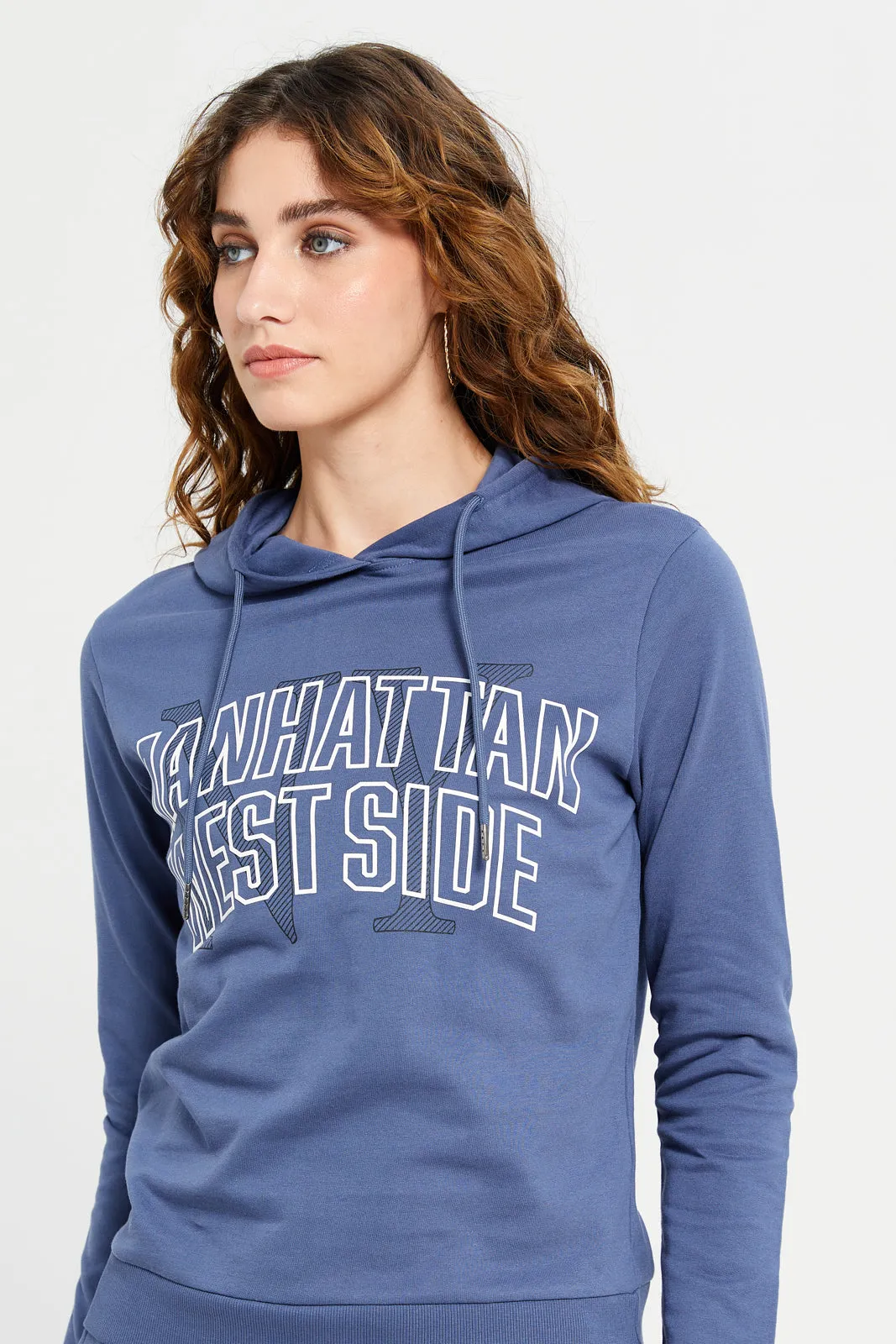 Women Blue Printed Active Sweatshirt sold by Redtag product image thumbnail 4