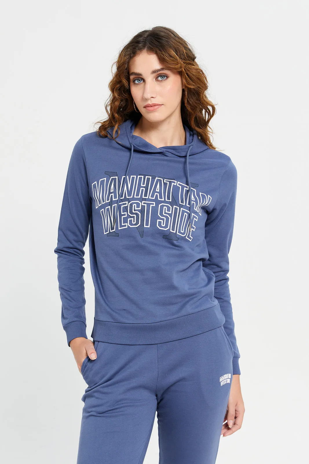 Women Blue Printed Active Sweatshirt sold by Redtag
