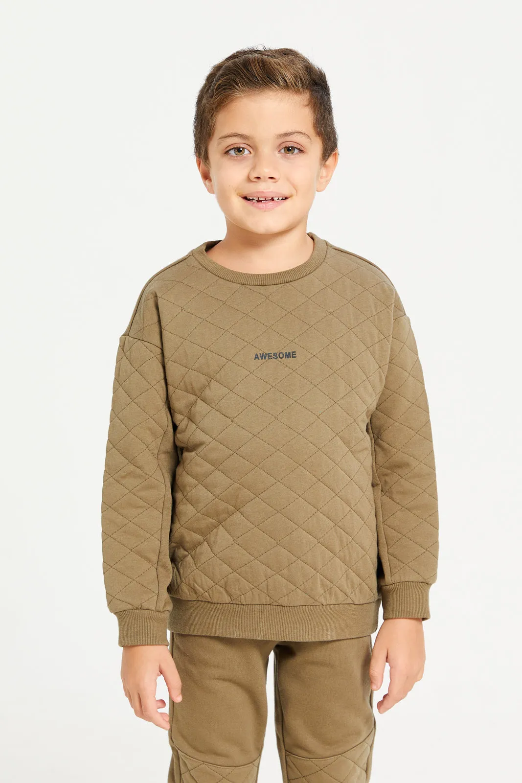 Boys Olive Embossed Jogger Set (2 Piece) sold by Redtag product image thumbnail 2