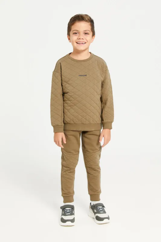 Boys Olive Embossed Jogger Set (2 Piece) sold by Redtag