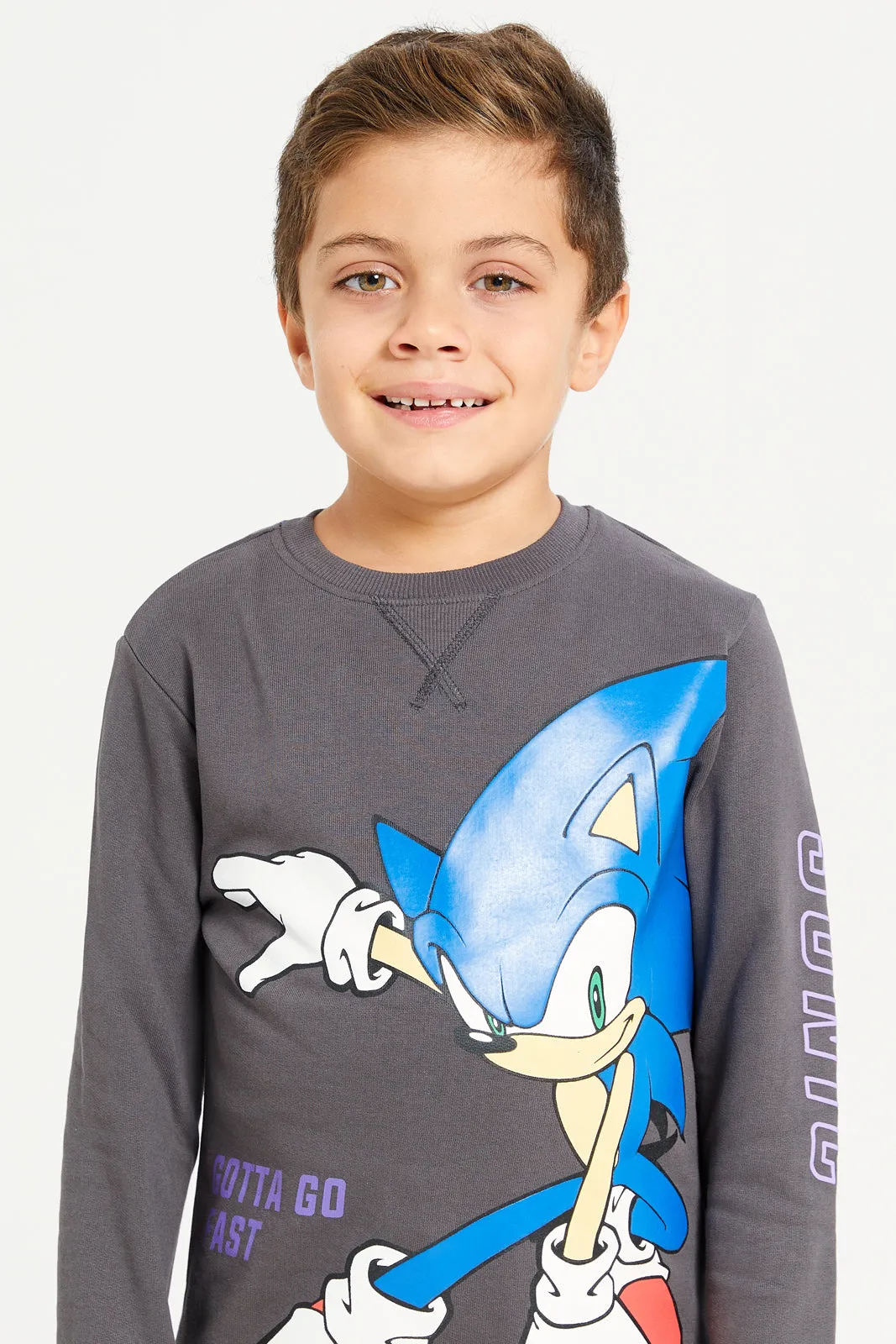 Boys Charcoal Sonic Print Sweatshirt sold by Redtag product image thumbnail 4