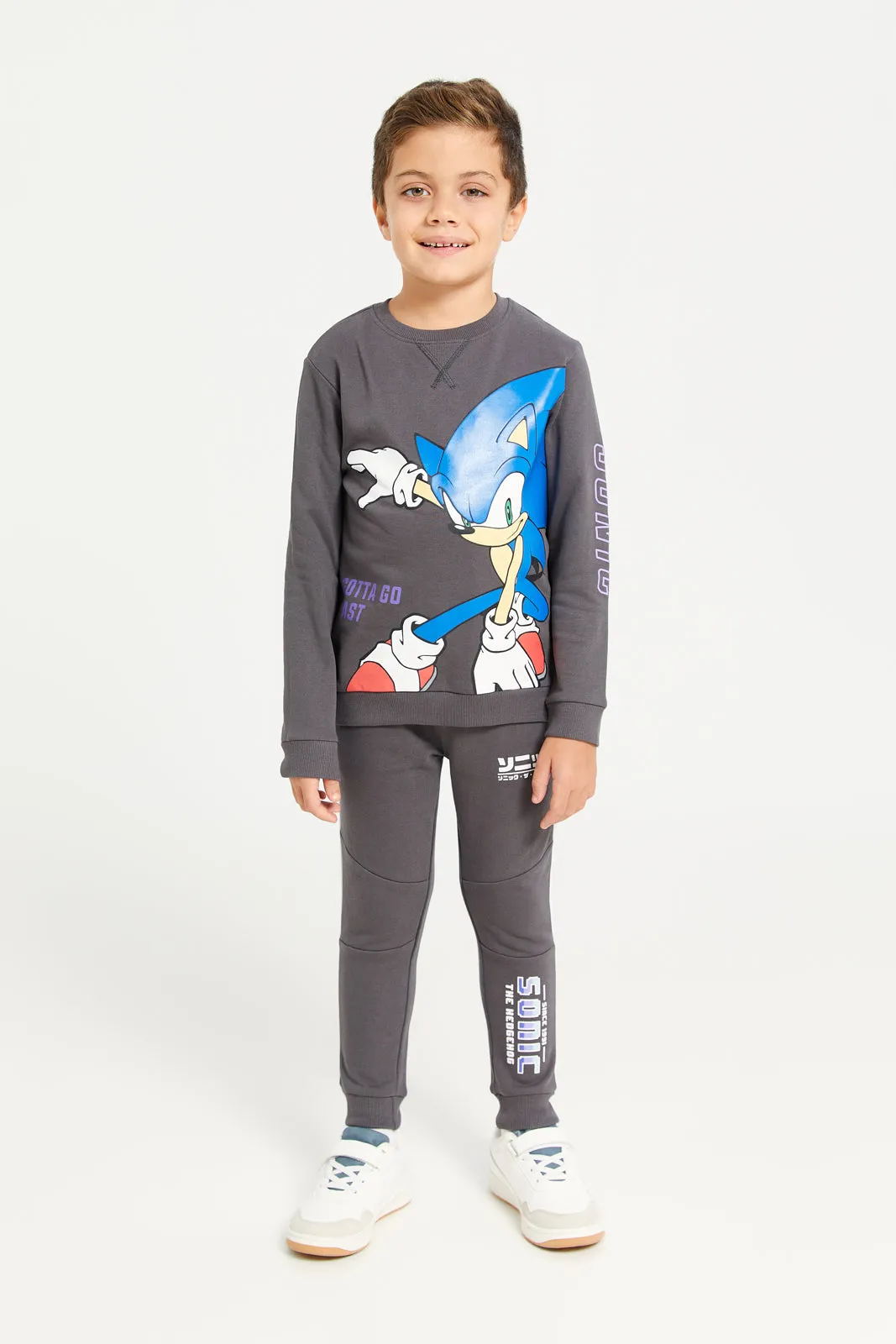 Boys Charcoal Sonic Print Sweatshirt sold by Redtag product image thumbnail 2
