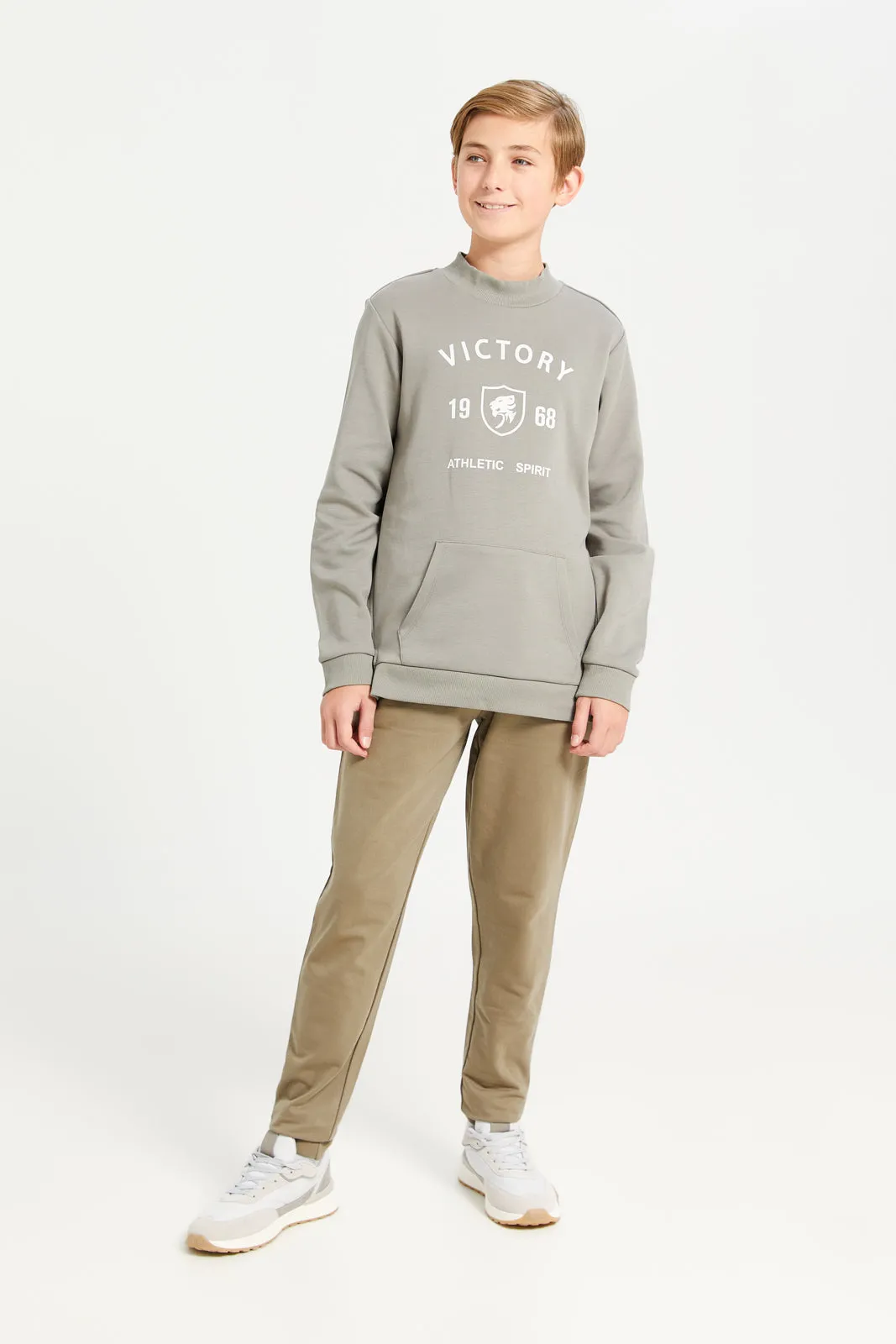 Senior Boys Beige Kangaroo Pocket Sweatshirt sold by Redtag product image thumbnail 2