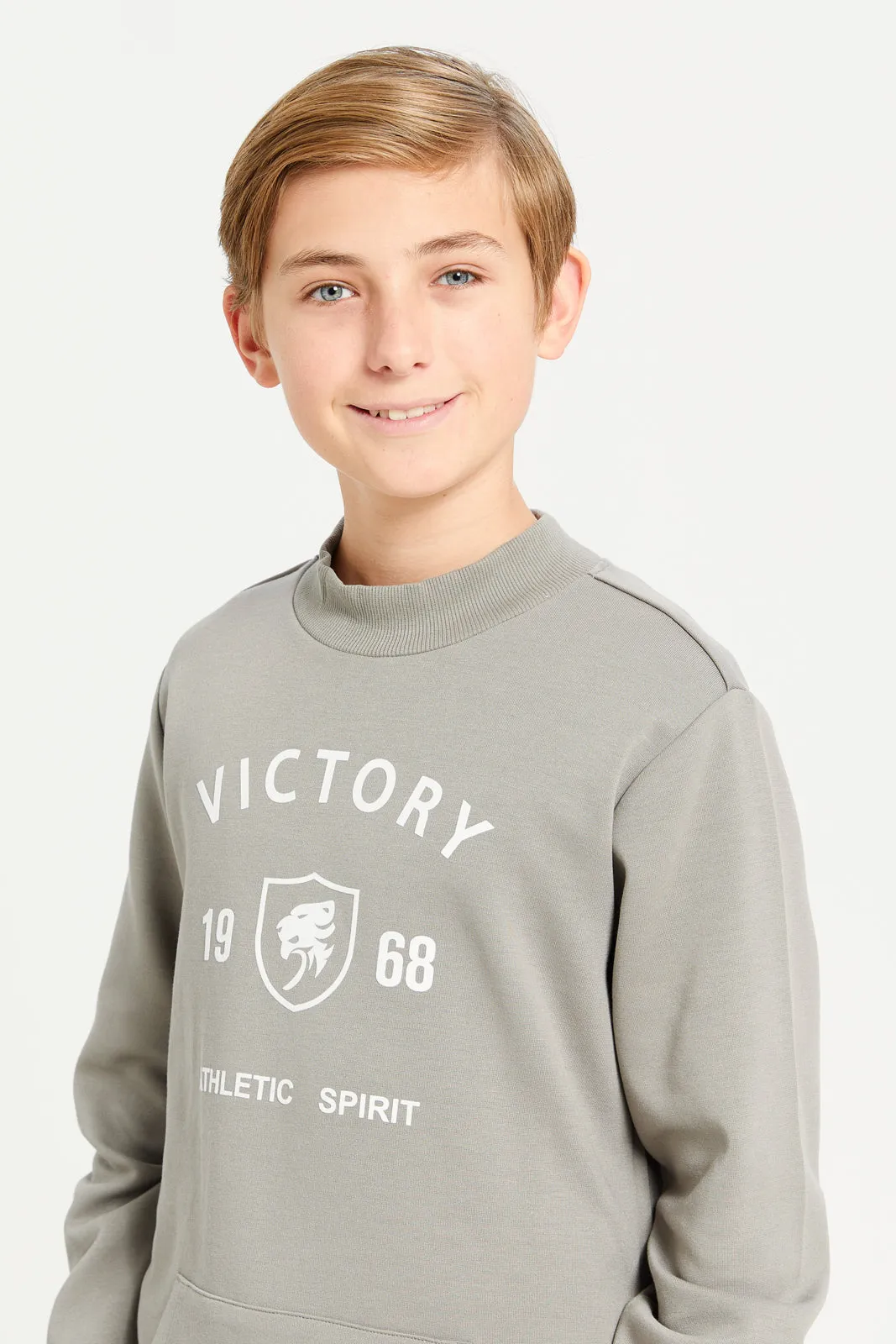 Senior Boys Beige Kangaroo Pocket Sweatshirt sold by Redtag product image thumbnail 4