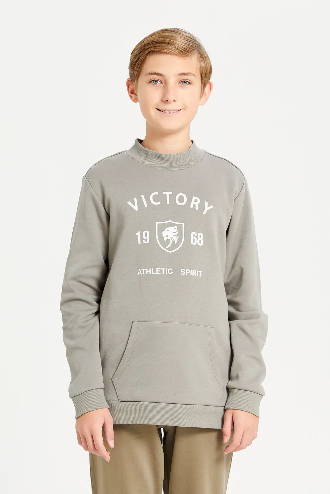 Senior Boys Beige Kangaroo Pocket Sweatshirt sold by Redtag