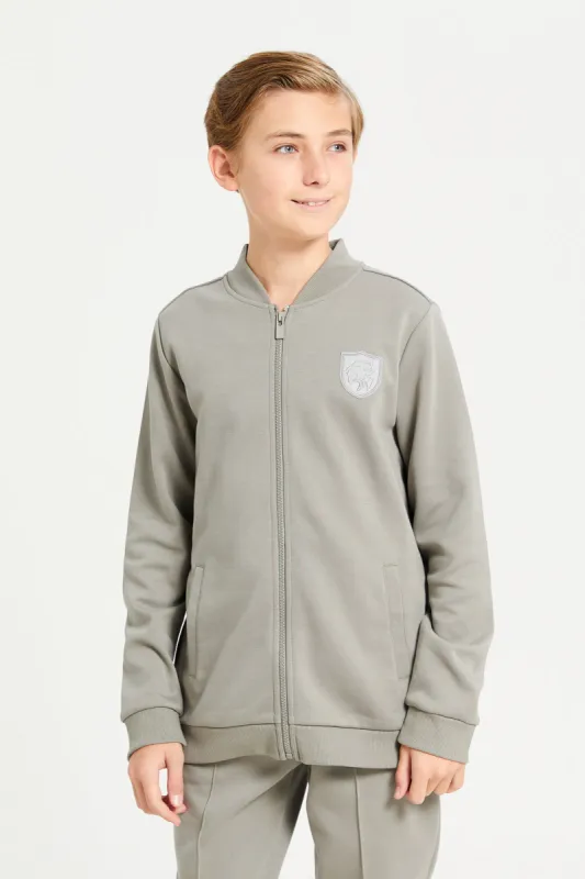 Senior Boys Ecru Embroidered Sweatshirt sold by Redtag