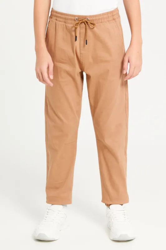 Senior Boys Tan Pull On Table Joggers sold by Redtag