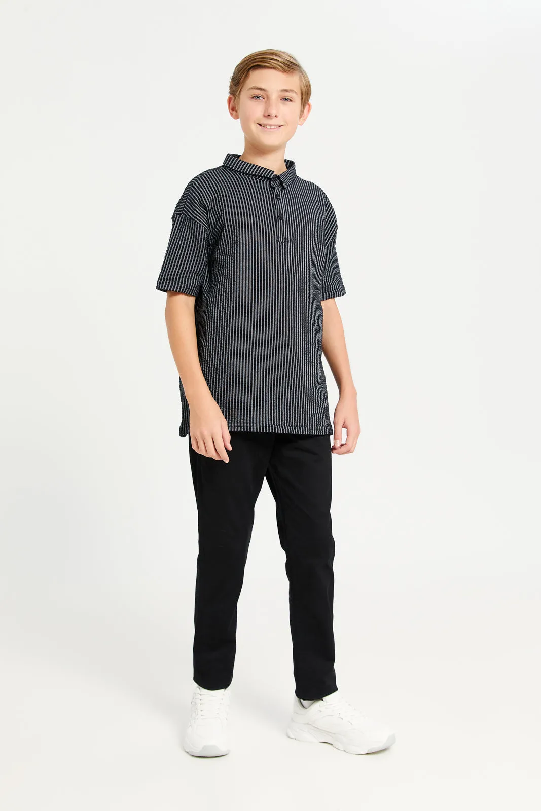 Senior Boys Black 5 Pocket Table Trousers sold by Redtag product image thumbnail 2