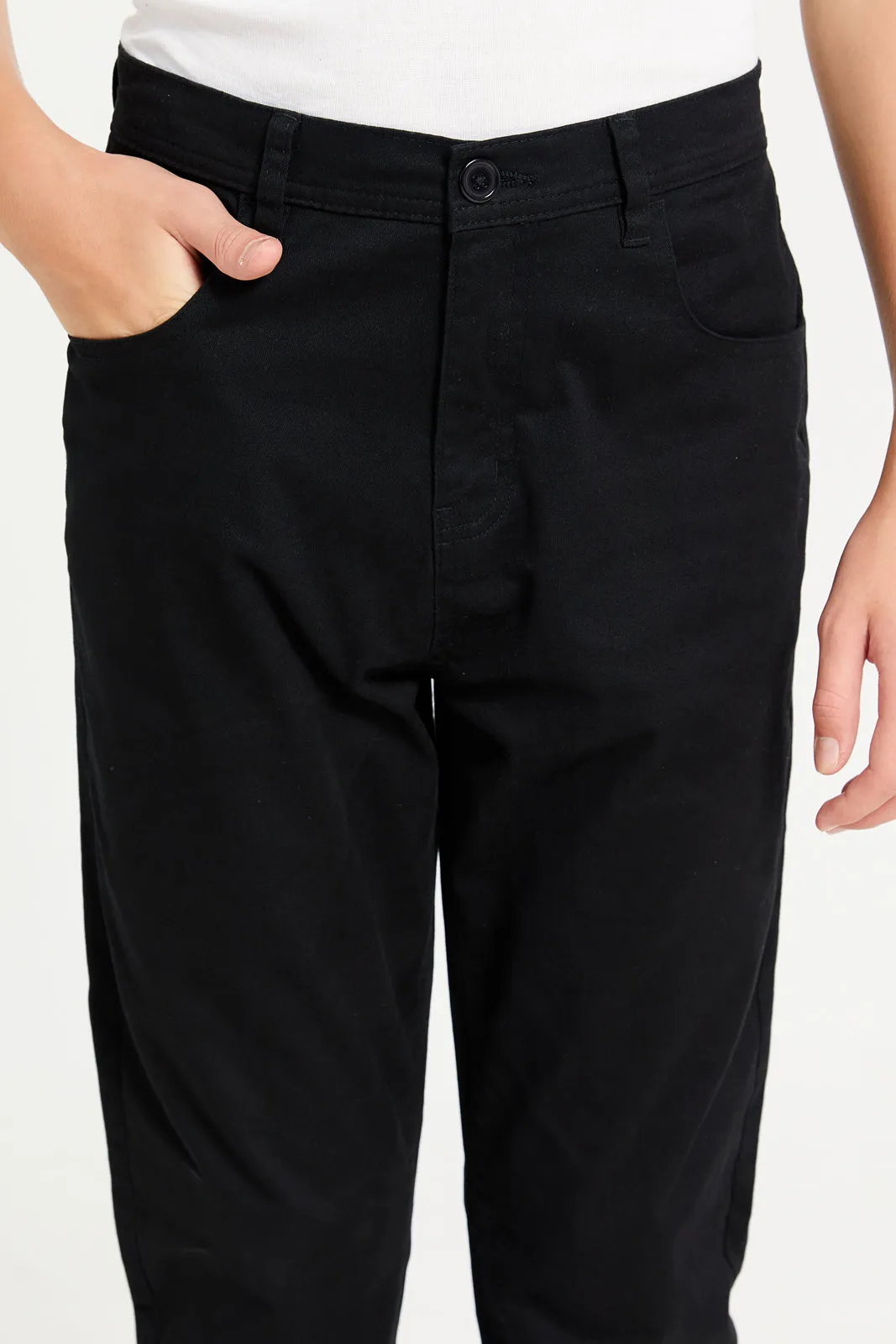 Senior Boys Black 5 Pocket Table Trousers sold by Redtag product image thumbnail 4