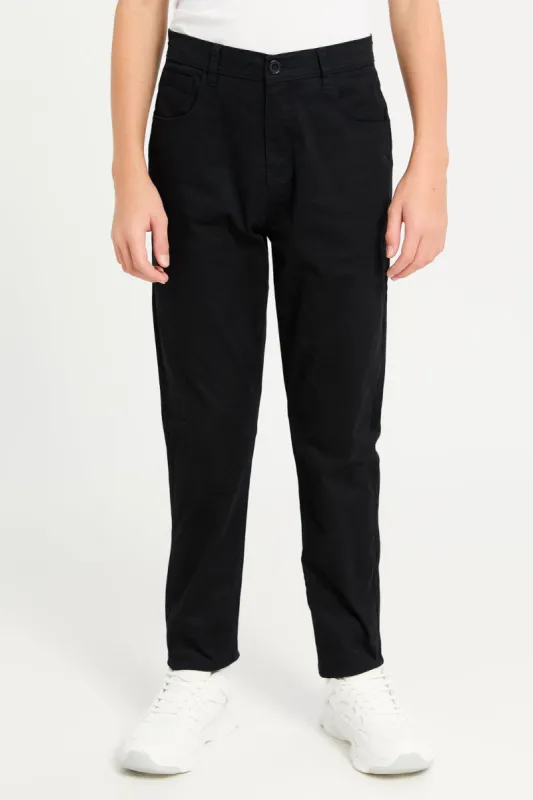 Senior Boys Black 5 Pocket Table Trousers sold by Redtag