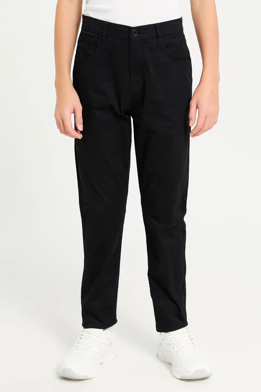 Senior Boys Black 5 Pocket Table Trousers sold by Redtag