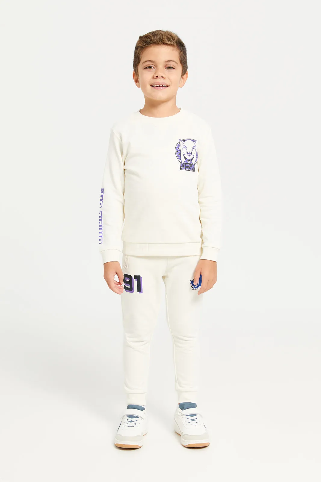 Boys Ivory Sonic Print Track Pants sold by Redtag product image thumbnail 2