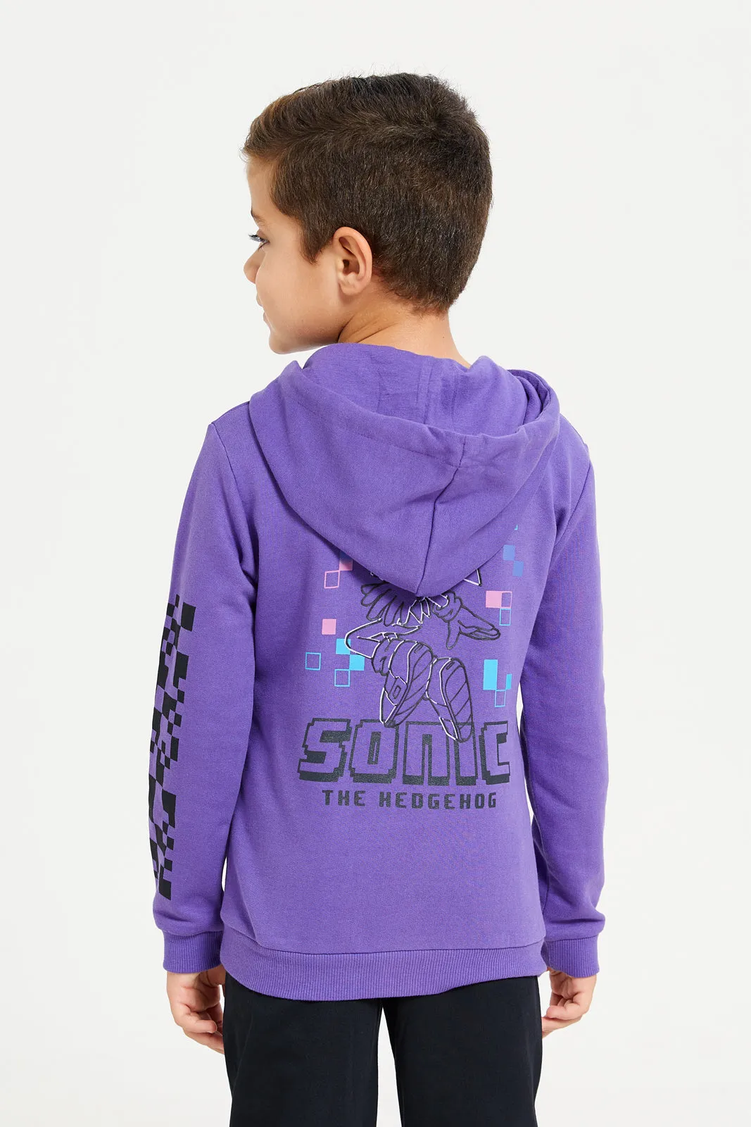 Boys Purple Printed Hooded Sweatshirt sold by Redtag product image thumbnail 3
