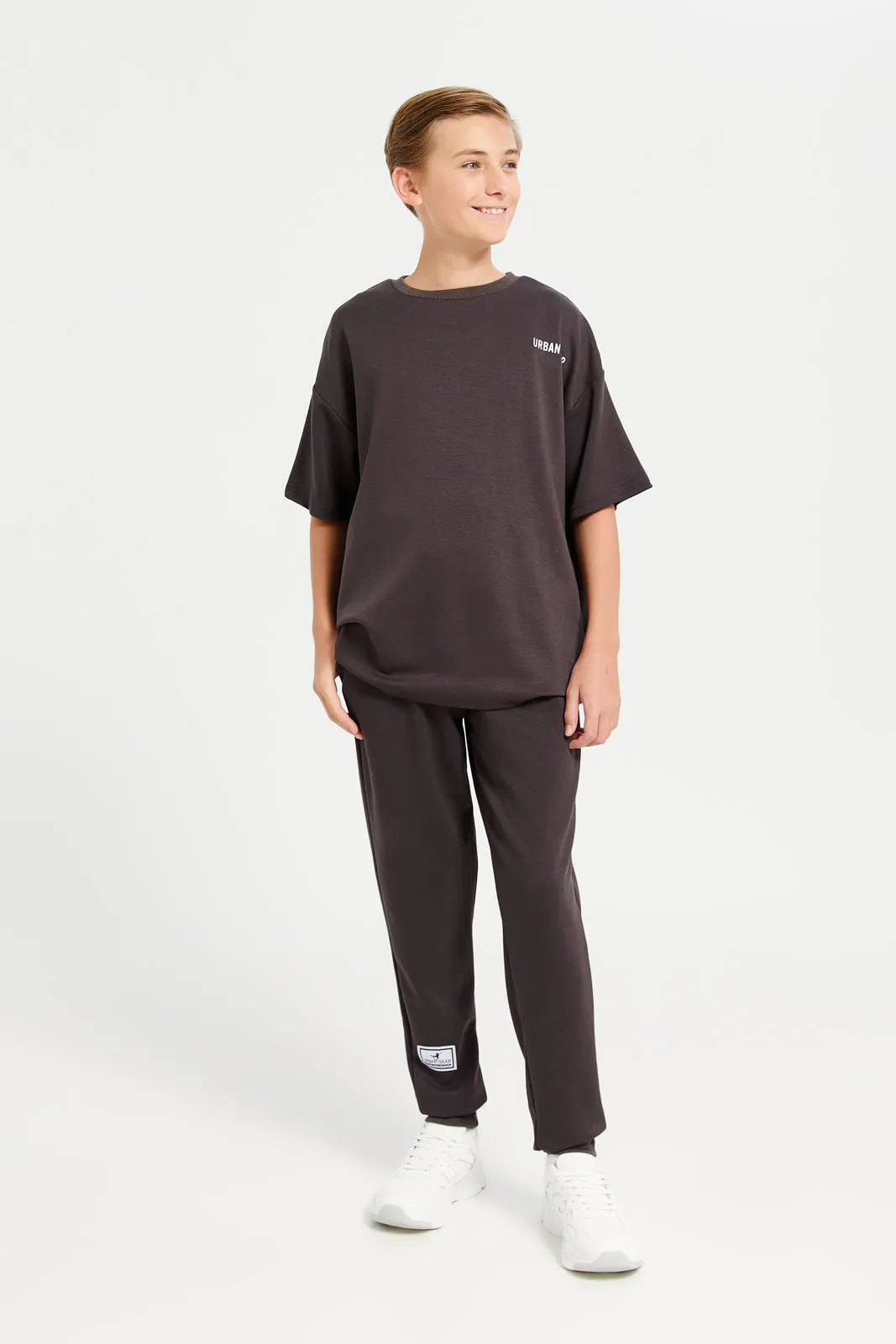 Senior Boys Brown Plain Modal T-Shirt sold by Redtag product image thumbnail 2