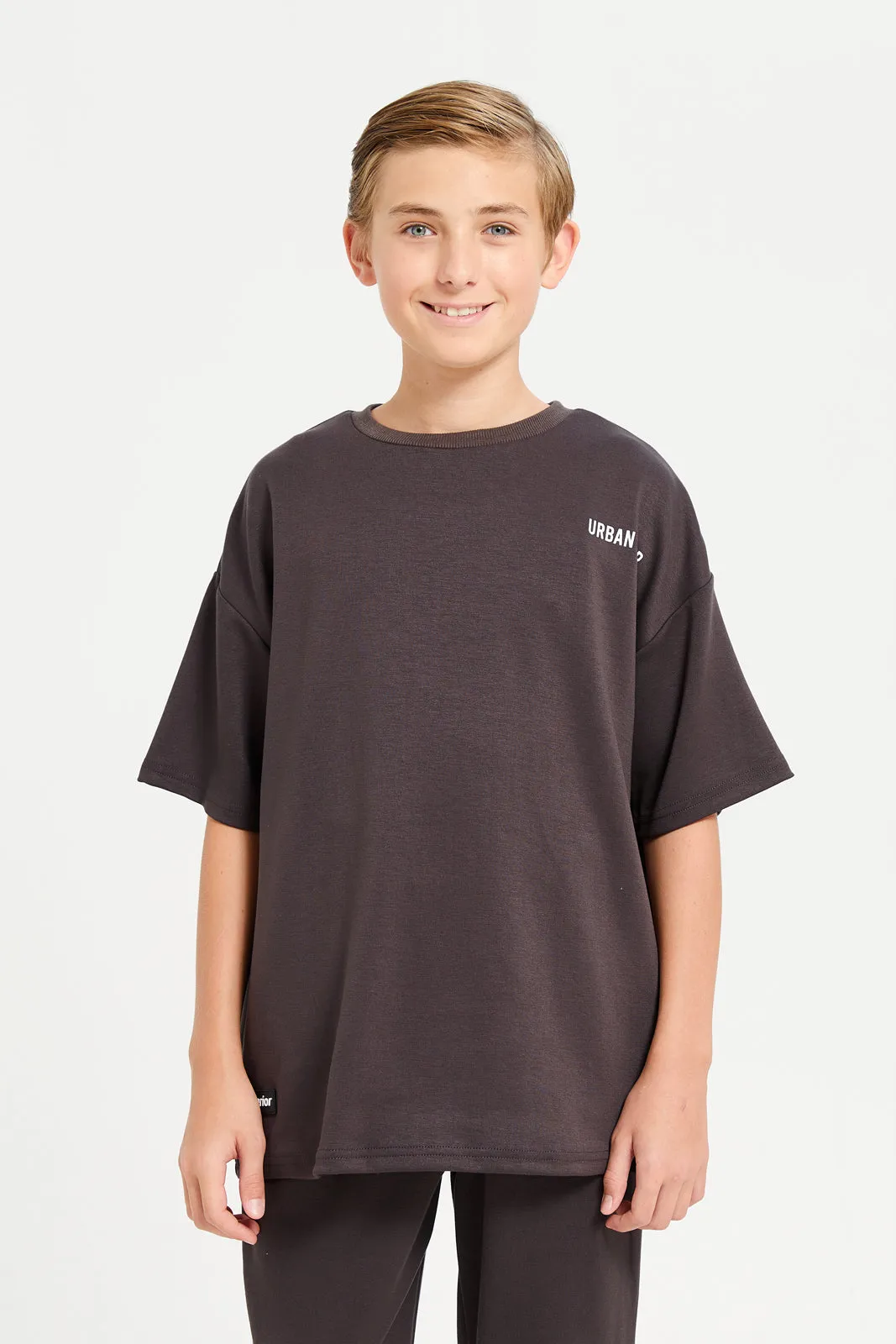 Senior Boys Brown Plain Modal T-Shirt sold by Redtag