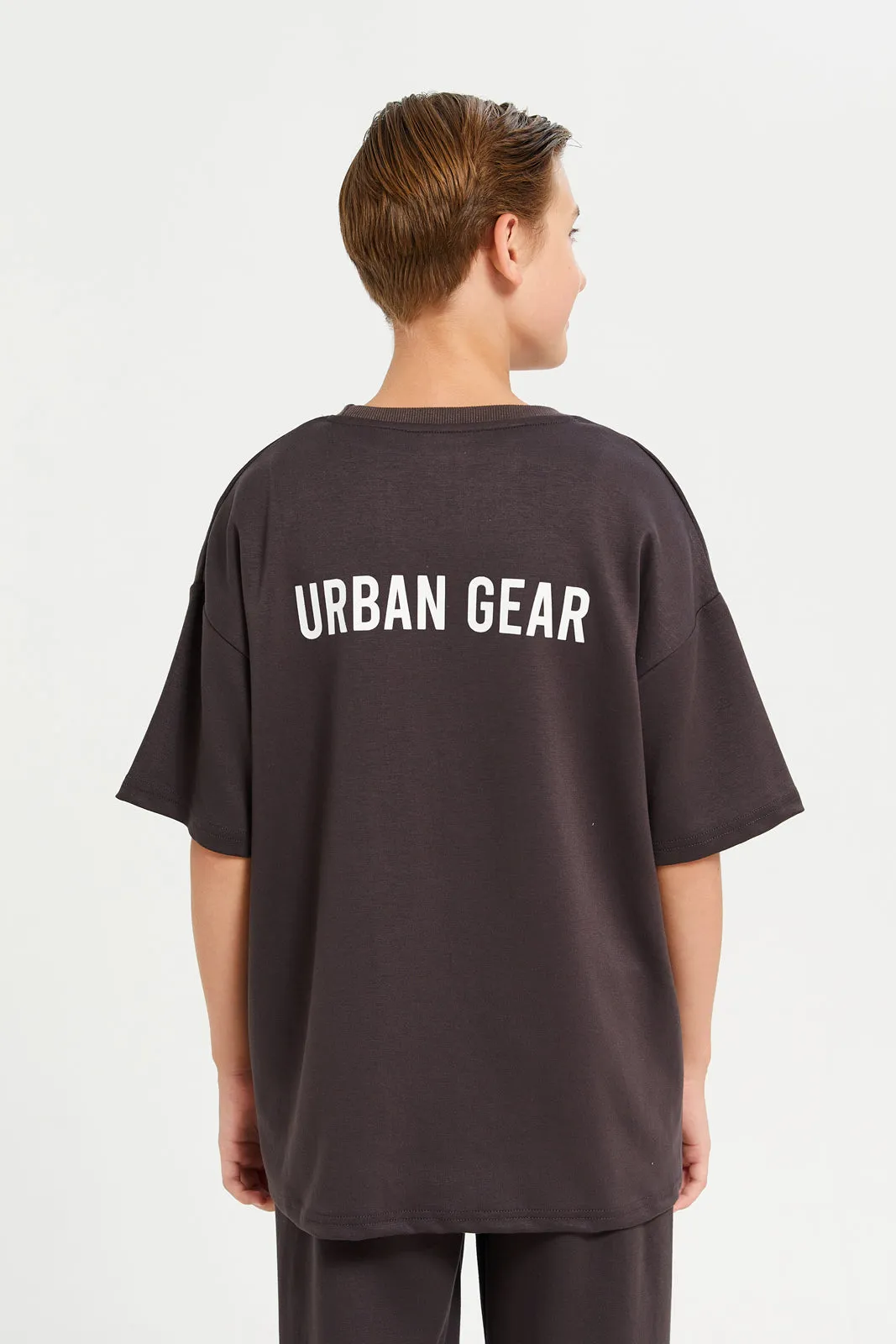 Senior Boys Brown Plain Modal T-Shirt sold by Redtag product image thumbnail 3