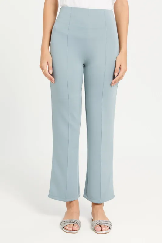 Women Blue Single Pleat Wide Leg Trouser sold by Redtag