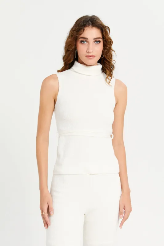 Women White Ribbed Knit Co-Ord Top sold by Redtag