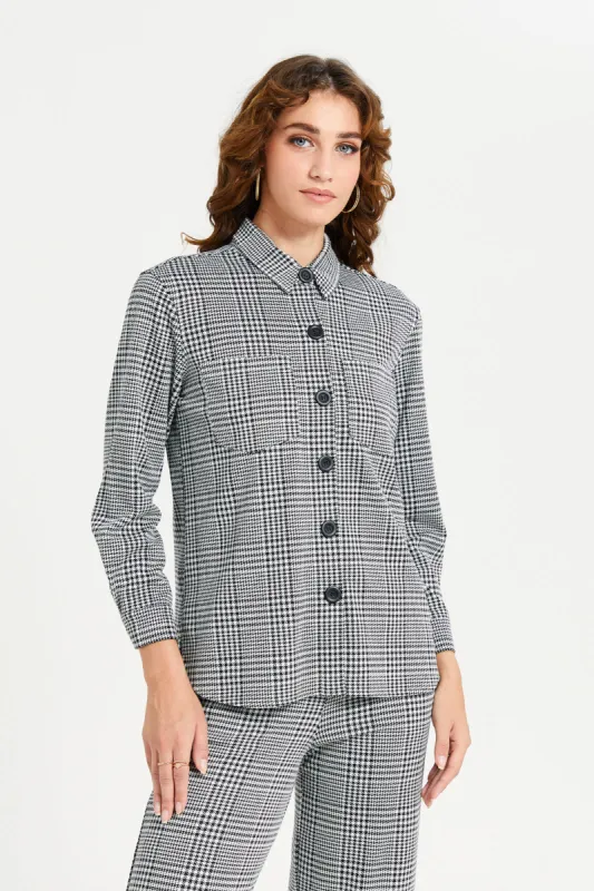Women Grey Check Oversize Shirt sold by Redtag