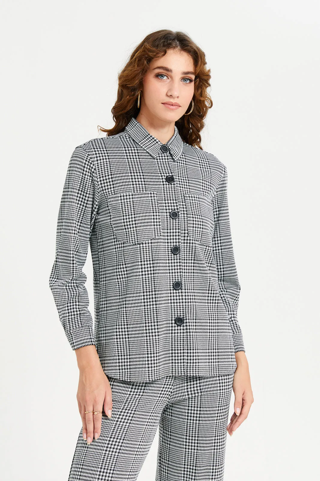Women Grey Check Oversize Shirt sold by Redtag