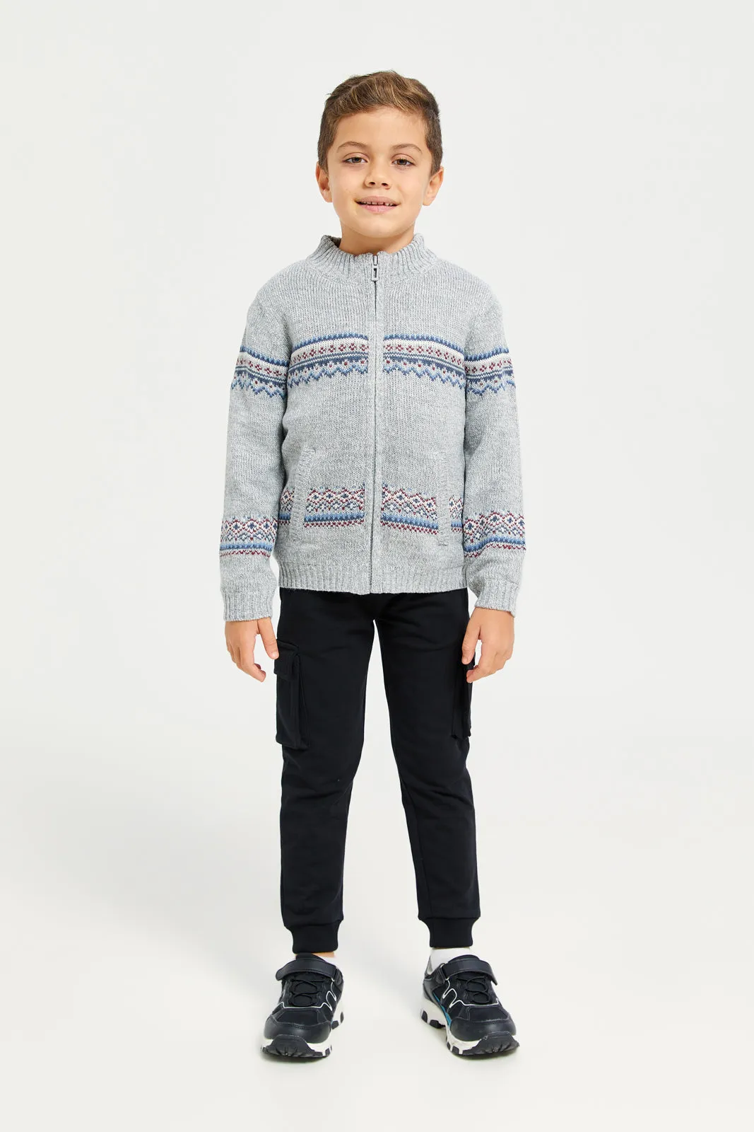 Boys Grey Zip Thru Chenille Cardigan sold by Redtag product image thumbnail 2