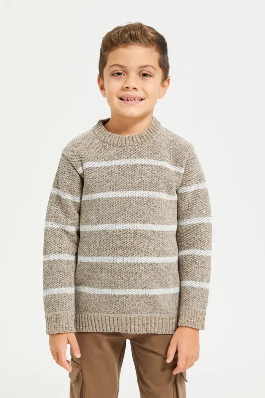 Boys Beige And Cream Chenille Pullover sold by Redtag