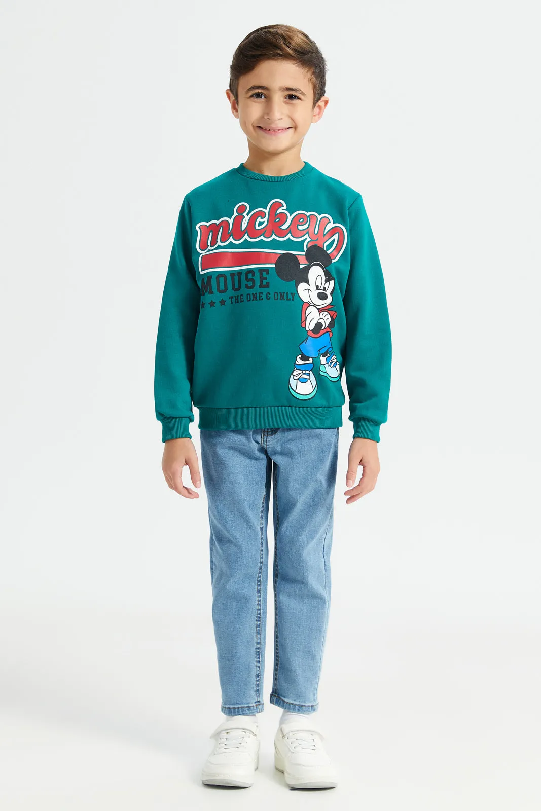 Boys Green Mickey Crew Neck Sweatshirt sold by Redtag product image thumbnail 2