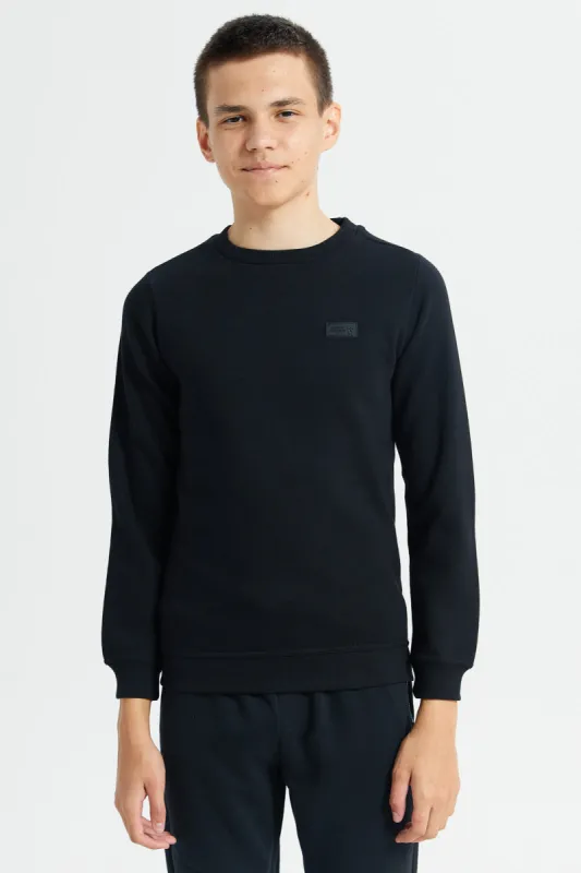 Senior Boys Black Plain Sweatshirt sold by Redtag
