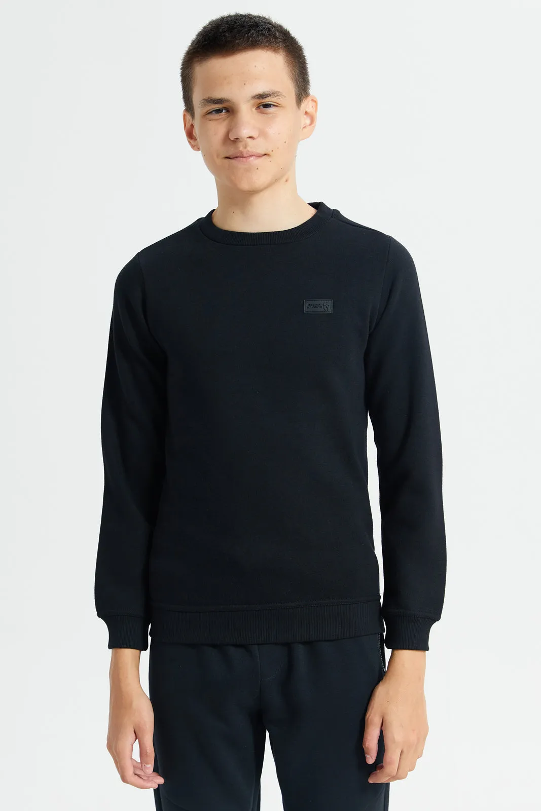 Senior Boys Black Plain Sweatshirt sold by Redtag