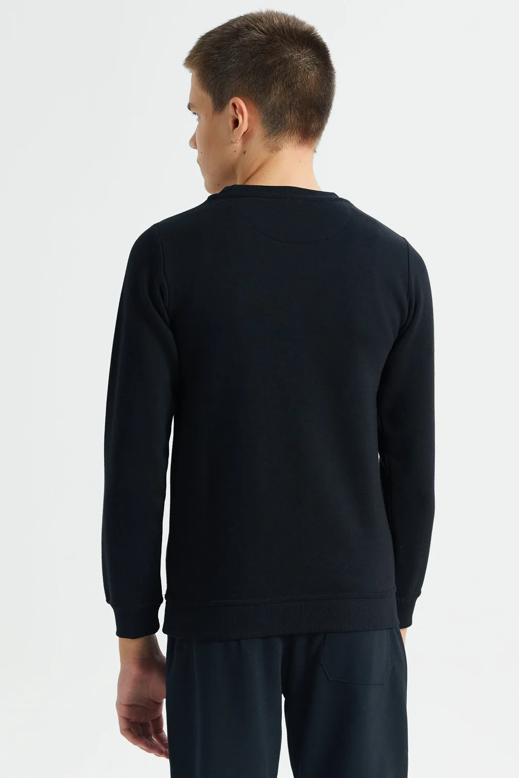 Senior Boys Black Plain Sweatshirt sold by Redtag product image thumbnail 3
