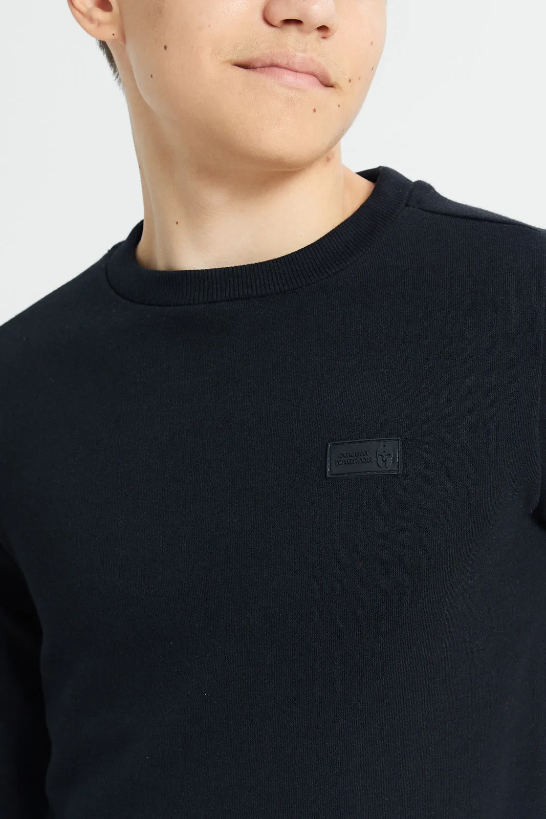 Senior Boys Black Plain Sweatshirt sold by Redtag product image thumbnail 4