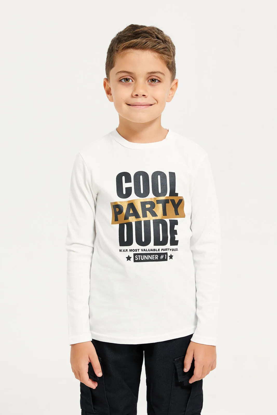 Boys White Printed T-Shirt sold by Redtag
