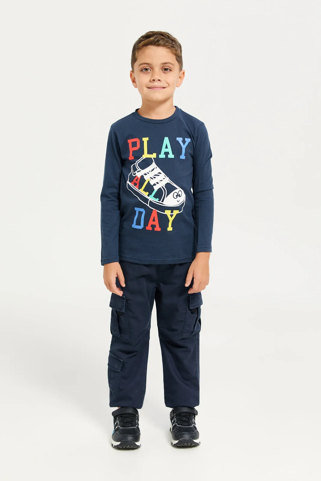 Boys Navy Printed T-Shirt sold by Redtag product image thumbnail 2