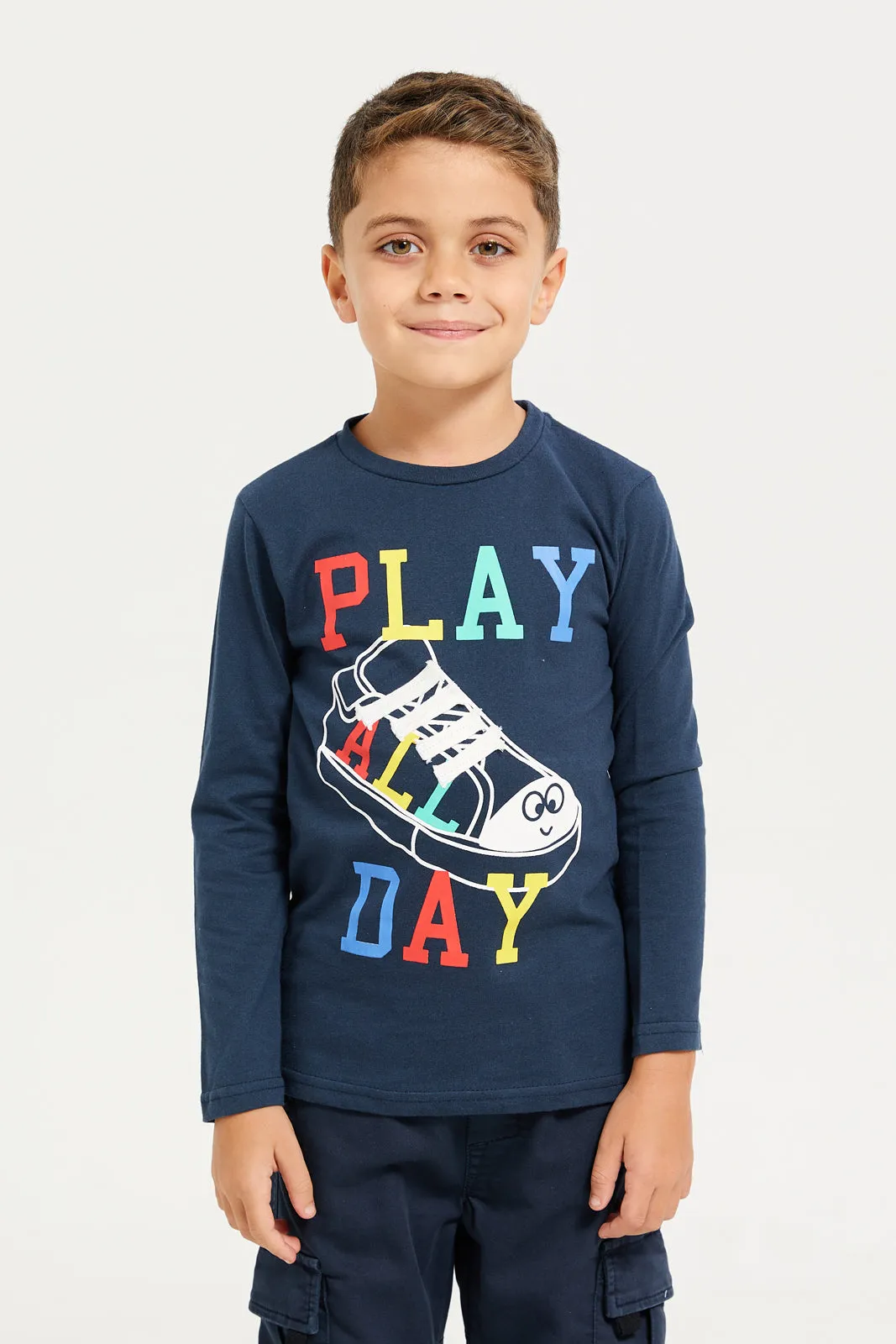 Boys Navy Printed T-Shirt sold by Redtag