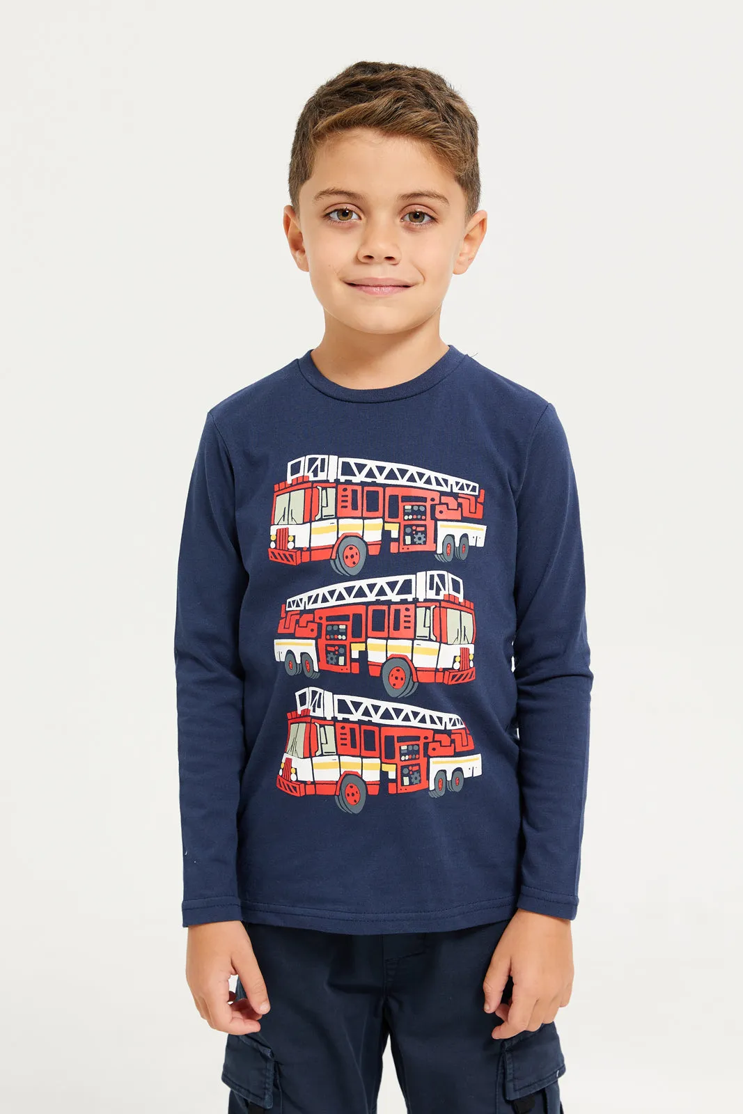 Boys Navy Printed T-Shirt sold by Redtag