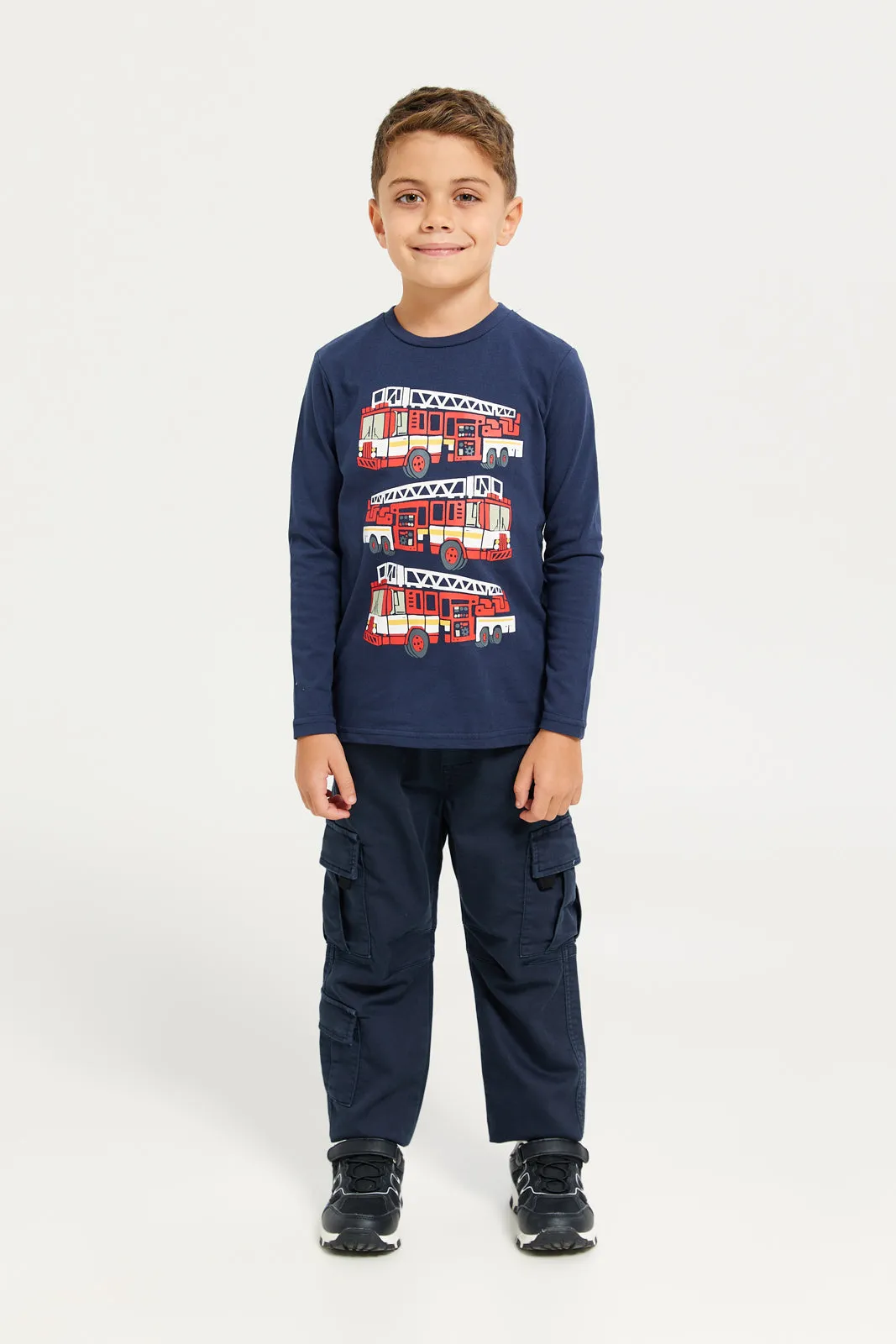 Boys Navy Printed T-Shirt sold by Redtag product image thumbnail 2