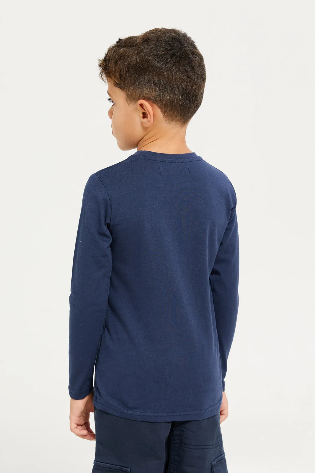 Boys Navy Printed T-Shirt sold by Redtag product image thumbnail 3