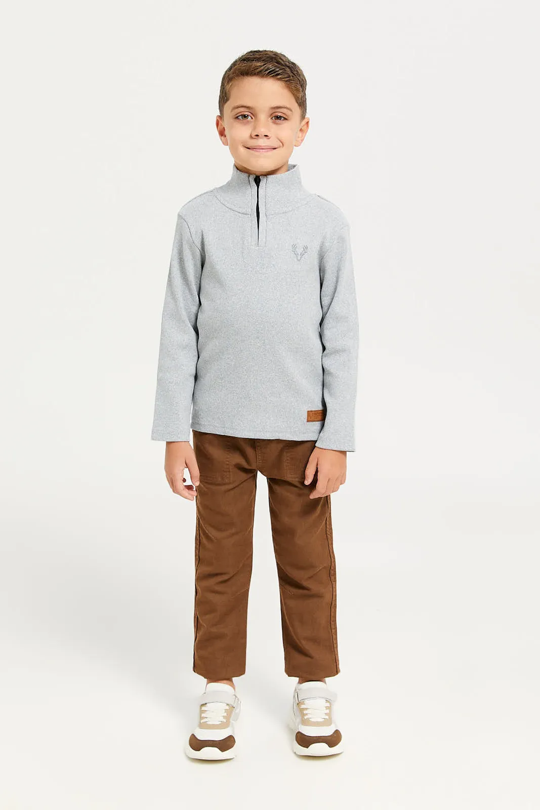 Boys Grey Ribbed T-Shirt sold by Redtag product image thumbnail 2