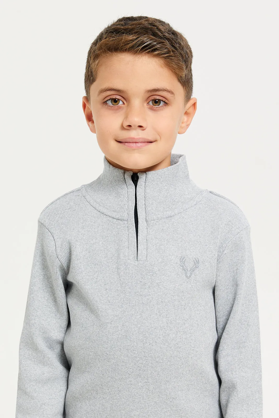 Boys Grey Ribbed T-Shirt sold by Redtag product image thumbnail 4