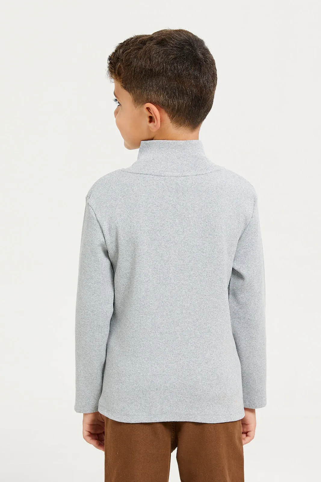 Boys Grey Ribbed T-Shirt sold by Redtag product image thumbnail 5