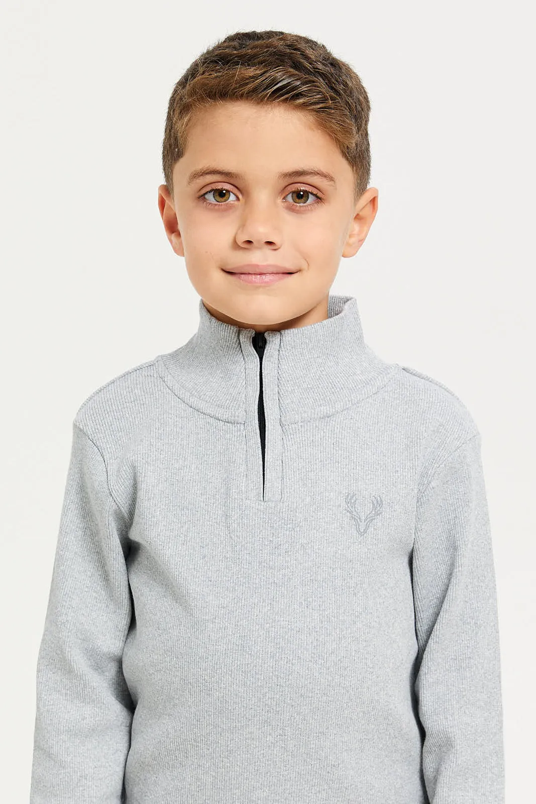 Boys Grey Ribbed T-Shirt sold by Redtag product image thumbnail 3