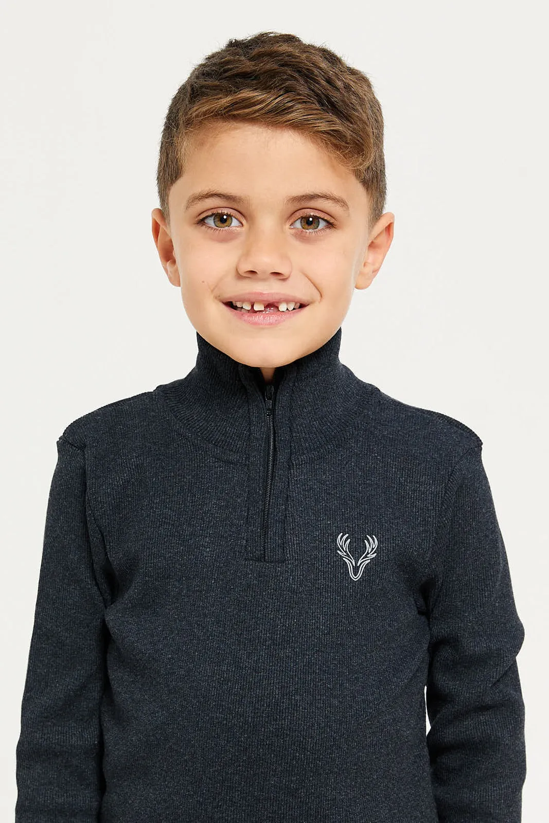 Boys Charcoal Ribbed T-Shirt sold by Redtag product image thumbnail 4