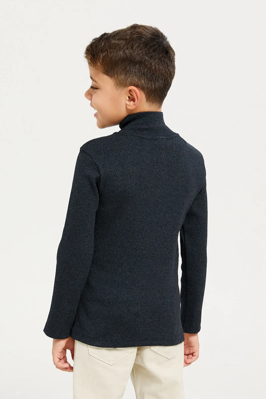 Boys Charcoal Ribbed T-Shirt sold by Redtag product image thumbnail 3