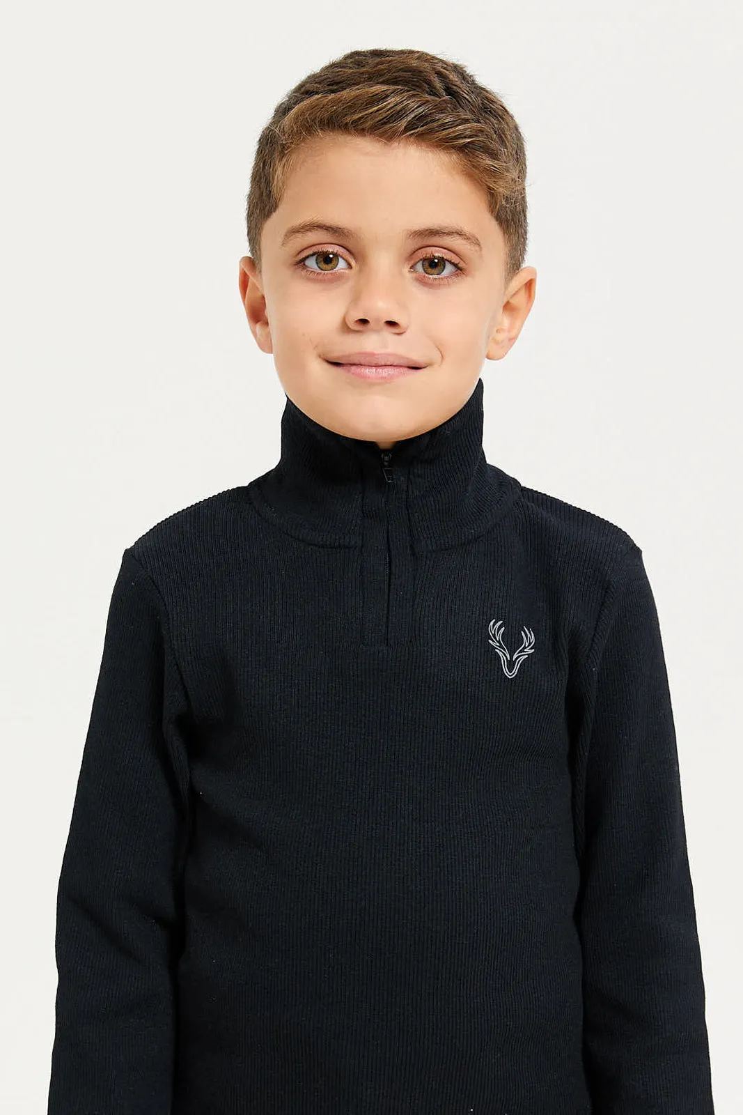 Boys Black Ribbed T-Shirt sold by Redtag product image thumbnail 4