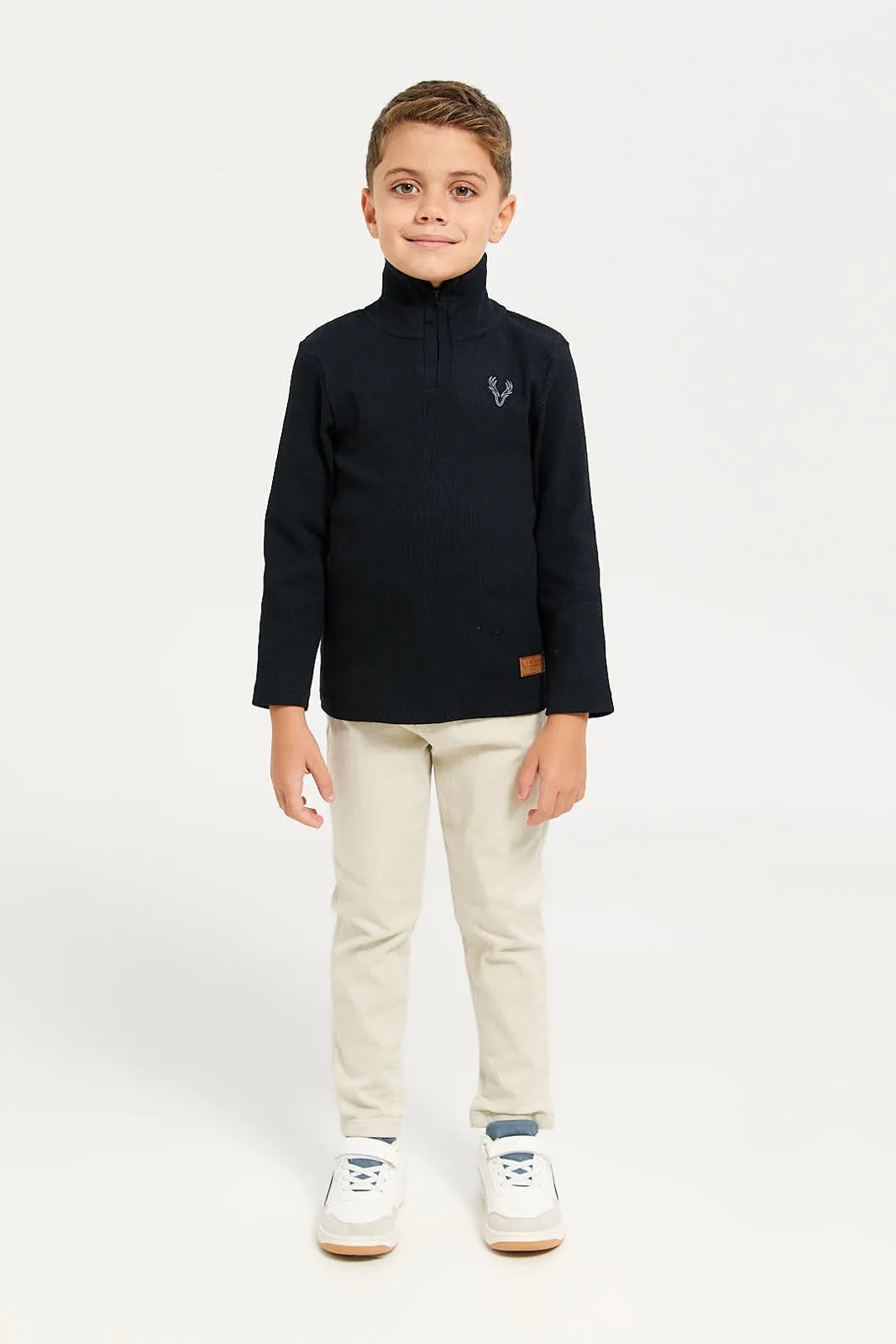Boys Black Ribbed T-Shirt sold by Redtag product image thumbnail 2