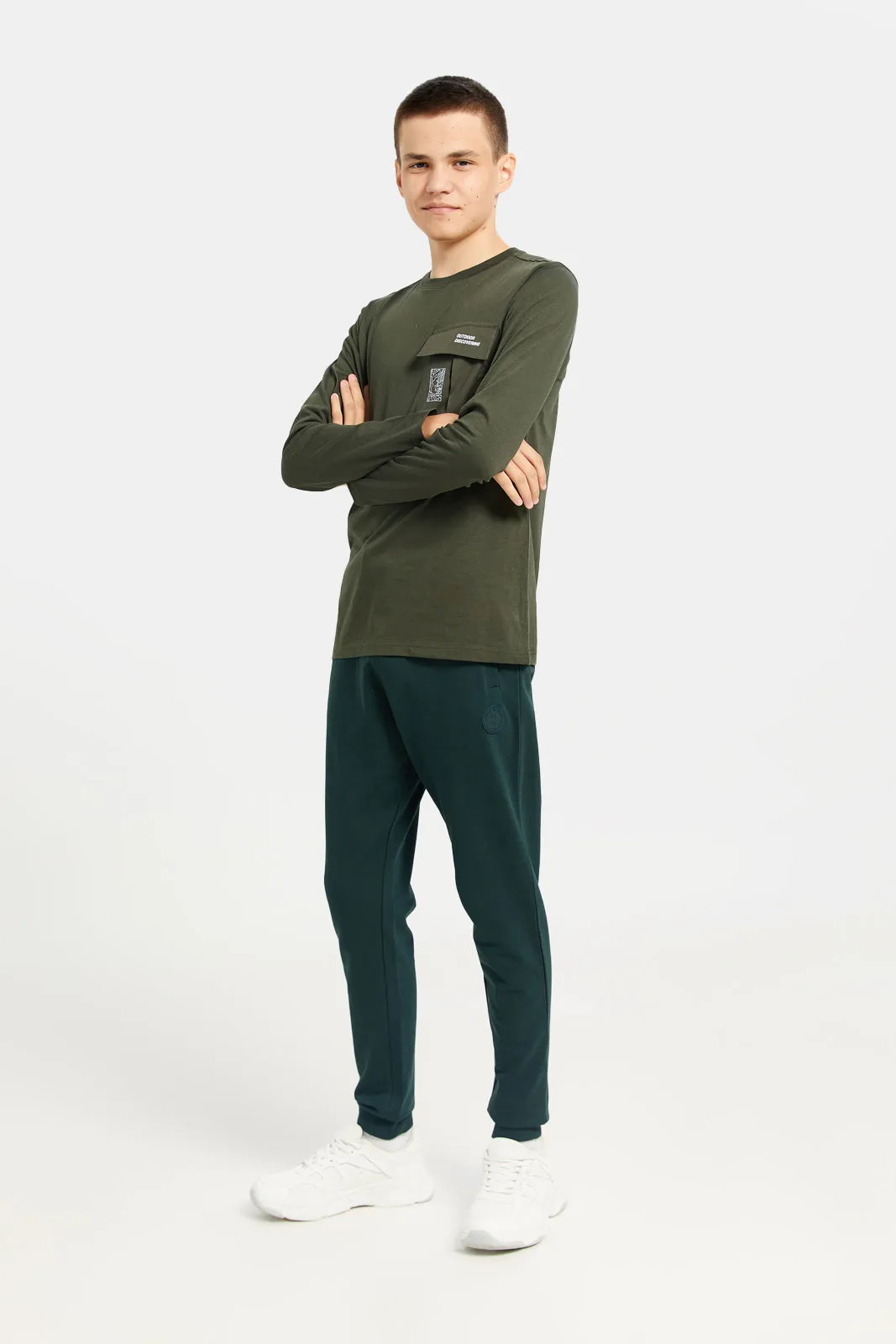 Olive Back Print Long Sleeve Tee sold by Redtag product image thumbnail 2