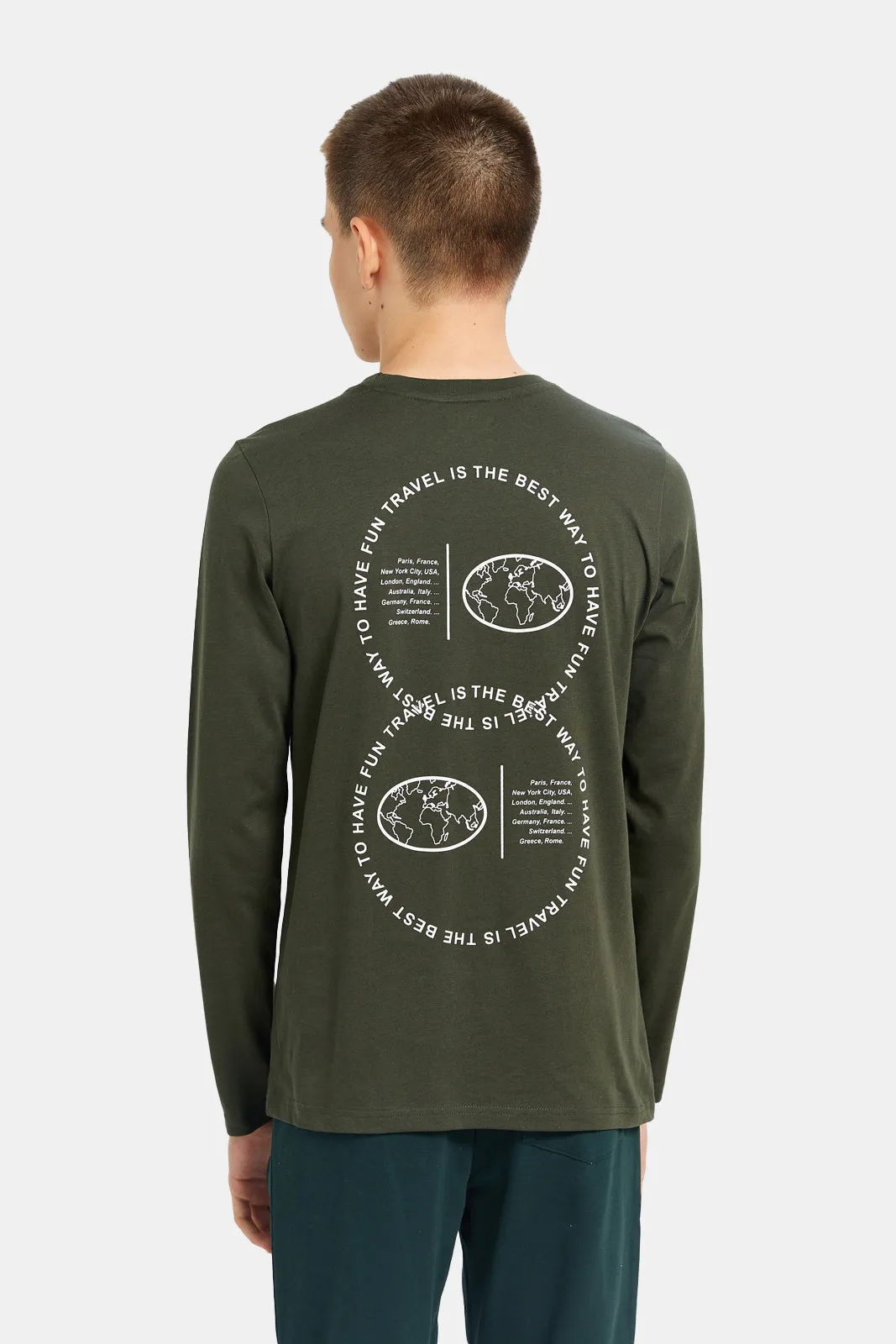 Olive Back Print Long Sleeve Tee sold by Redtag product image thumbnail 3